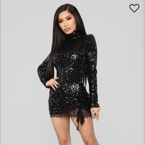 Black Sequin Fashion Nova Mini Dress